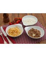 Strogonoff de carne, batata palha, arroz (380g)